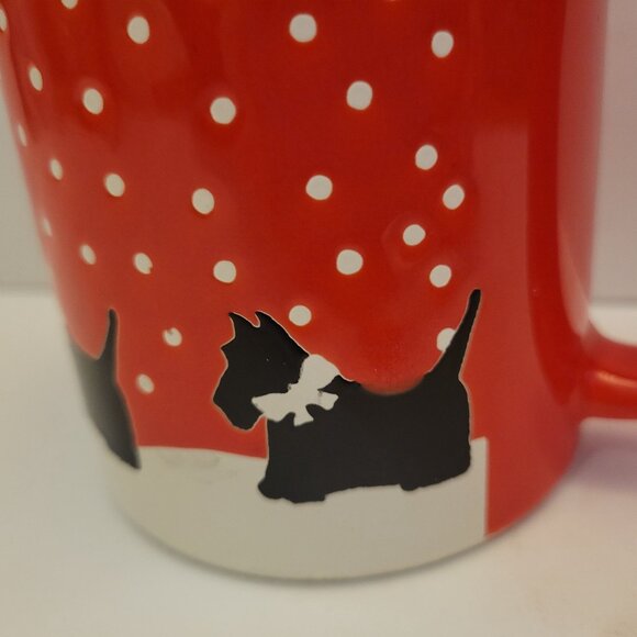 Ceramic Mug With Scottie Dog Design & Polka Dots Snow Red - Picture 2 of 5